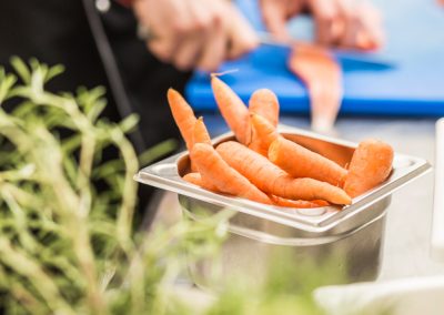 A closeup of organic carrots being used in the kitchen of the hotel SCHWARZWALD PANORAMA