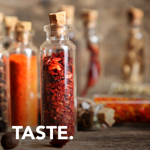 Tasting: glasses with high quality spices