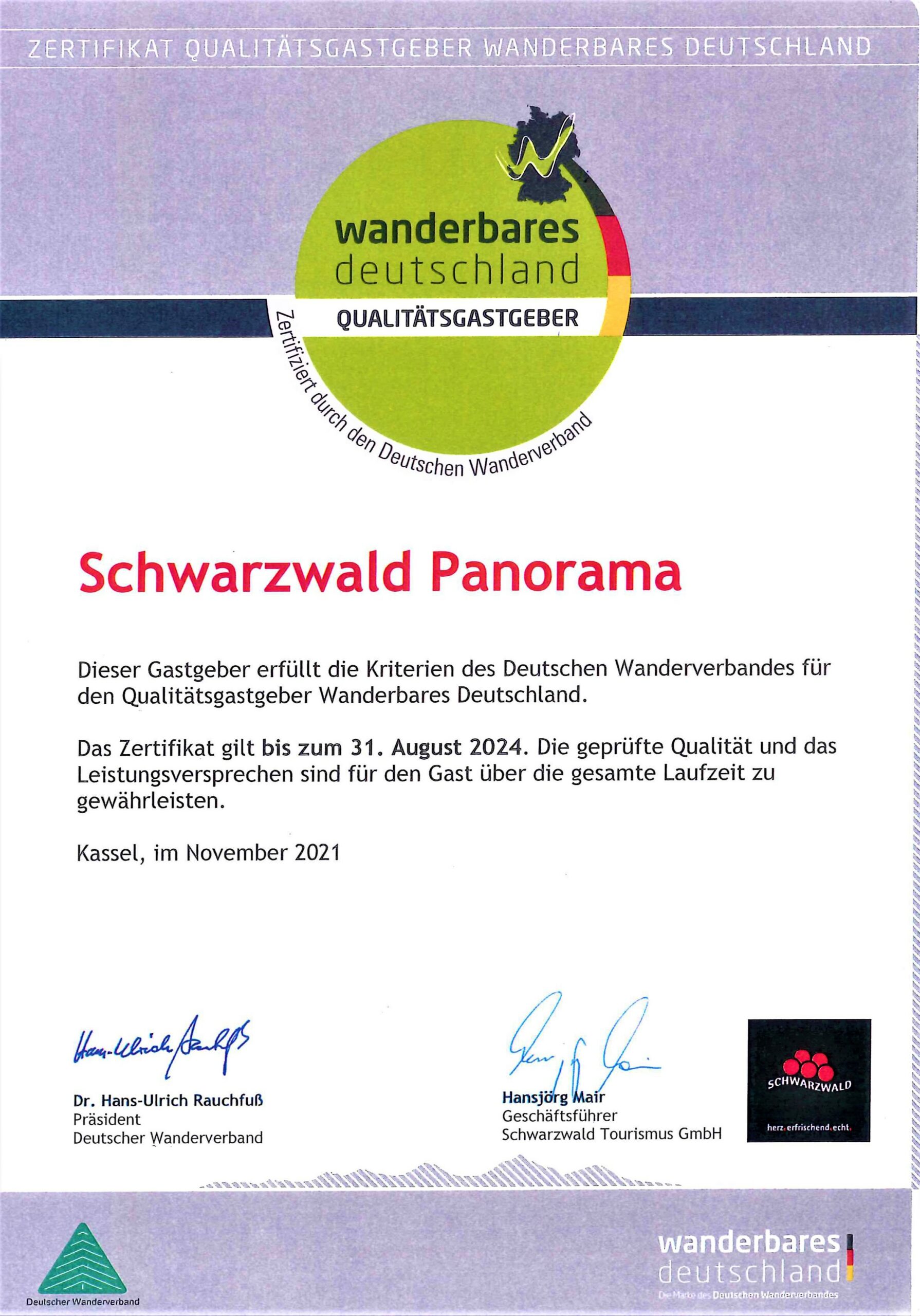 certification “Wanderbares Deutschland” (until 2024)